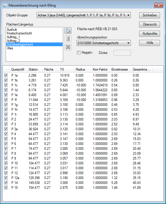 Massennachweis Mengennachweis Bauabrechnung Querprofil Elling DA11 REB VB21013 AutoCAD BricsCAD